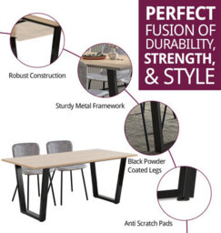 Hallowood Furniture Dudley 180Cm Dining Table Set With 4 Taupe Faux Leather Chairs - thumbnail 2
