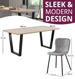 Hallowood Furniture Dudley 180Cm Dining Table Set With 4 Taupe Faux Leather Chairs - thumbnail 3