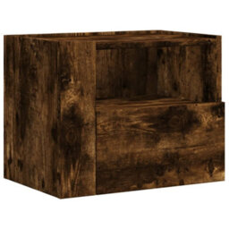 Berkfield Wall-Mounted Bedside Cabinet Smoked Oak 45X30X35 Cm - thumbnail 2