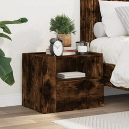 Berkfield Wall-Mounted Bedside Cabinet Smoked Oak 45X30X35 Cm - thumbnail 3