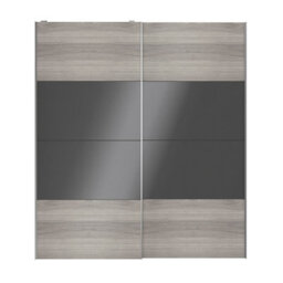 GoodHome Atomia Contemporary Panelled Non-Mirrored Grey & Anthracite Oak Effect High Gloss 2 Door Sliding Wardrobe Door Kit (H)2250mm (W)2000mm - thumbnail 1