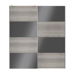 GoodHome Atomia Contemporary Panelled Non-Mirrored Grey & Anthracite Oak Effect High Gloss 2 Door Sliding Wardrobe Door Kit (H)2250mm (W)2000mm - thumbnail 4