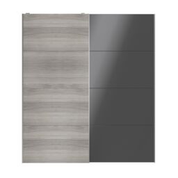 GoodHome Atomia Contemporary Panelled Non-Mirrored Grey & Anthracite Oak Effect High Gloss 2 Door Sliding Wardrobe Door Kit (H)2250mm (W)2000mm - thumbnail 2