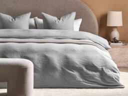 Beliani Duvet Cover Set Sumner 220 X 240 Cm Cotton Muslin Light Grey - thumbnail 2