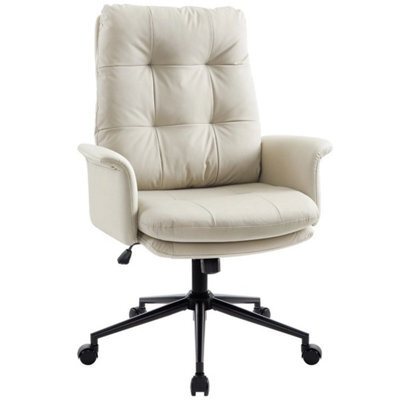 Cream Double Cushioned Desk Chair Comfy,executive Office Chair - image 1