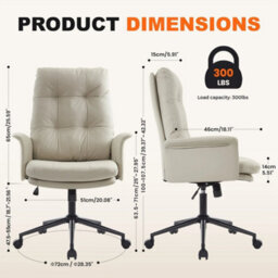 Cream Double Cushioned Desk Chair Comfy,executive Office Chair - thumbnail 2