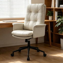 Cream Double Cushioned Desk Chair Comfy,executive Office Chair - thumbnail 6
