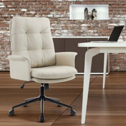 Cream Double Cushioned Desk Chair Comfy,executive Office Chair - thumbnail 5