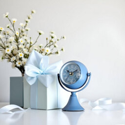Alarm Clock 15Cm Blue Metal Silent Non-Ticking Table Clock 360 Degree Rotatable Mirror, Battery-Operated Decorative Clock - thumbnail 7