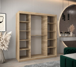 Arte Tokyo 02 Contemporary Mirrored 2 Sliding Door Wardrobe 9 Shelves 2 Rails Oak Sonoma Effect (H)2000mm (W)1800mm (D)620mm - thumbnail 3