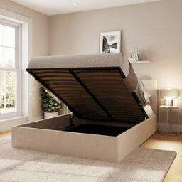 Gfw End Lift Ottoman Bed 120Cm Velvet Natural Small Double - thumbnail 3