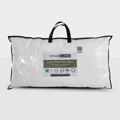 "Homescapes Premium Wool King Size Pillow With Quilted Case, 19 X 35""" - image 1