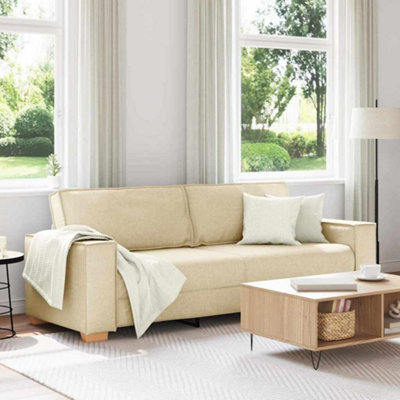 Vidaxl 3-Seater Sofa With Cushion Cream Fabric - image 1