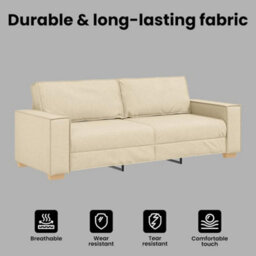 Vidaxl 3-Seater Sofa With Cushion Cream Fabric - thumbnail 7