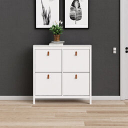 Furniture To Go Barcelona Shoe Cabinet 4 Compartments In White - thumbnail 6