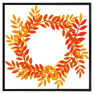 "Andrew Lee Orange & Red Autumn Leaves (Picutre Frame) / 16X16"" / Grey" - image 1