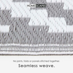 Homescapes Outdoor Rug Waterproof Reversible Garden Rug, 180 X 270 Cm, Grey & White, 100% Recycled, Zoe Geometric - thumbnail 4