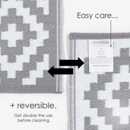 Homescapes Outdoor Rug Waterproof Reversible Garden Rug, 180 X 270 Cm, Grey & White, 100% Recycled, Zoe Geometric - thumbnail 6