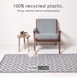 Homescapes Outdoor Rug Waterproof Reversible Garden Rug, 180 X 270 Cm, Grey & White, 100% Recycled, Zoe Geometric - thumbnail 3