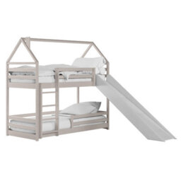 Arte Play Cashmere Wooden House Bunk Bed With Slide 90 X 190Cm - With 2 Foam Mattresses - thumbnail 1
