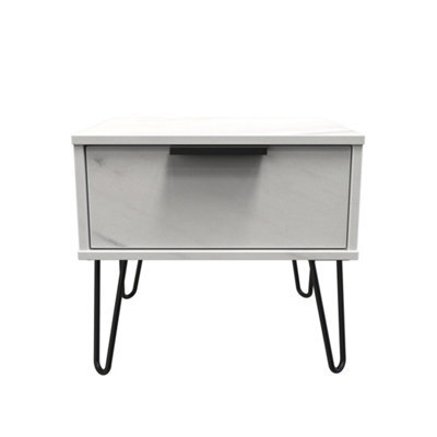 Osaka 1 Drawer Midi Bedside Cabinet In Marble (Ready Assembled) - image 1