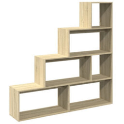 Berkfield Durable Room Divider Bookcase 4-Tier Sonoma Oak 143.5X29X143.5 Cm Engineered Wood - thumbnail 7