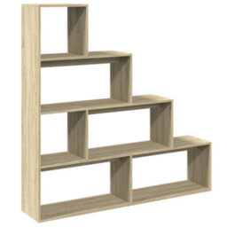 Berkfield Durable Room Divider Bookcase 4-Tier Sonoma Oak 143.5X29X143.5 Cm Engineered Wood - thumbnail 1