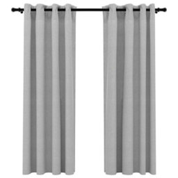 Berkfield Premium Linen-Look Blackout Curtains With Grommets 2Pcs Grey 140X175Cm