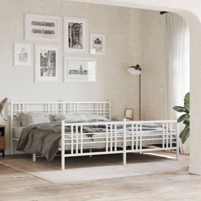 Berkfield Metal Bed Frame Without Mattress With Footboard White 180X200Cm - image 1