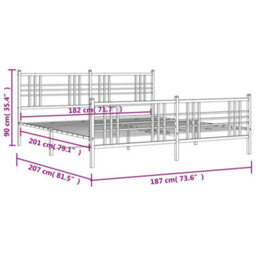 Berkfield Metal Bed Frame Without Mattress With Footboard White 180X200Cm - thumbnail 8