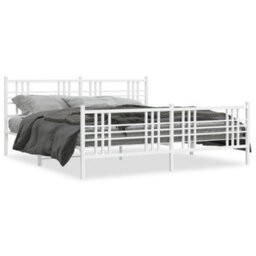 Berkfield Metal Bed Frame Without Mattress With Footboard White 180X200Cm - thumbnail 2