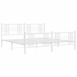 Berkfield Metal Bed Frame Without Mattress With Footboard White 180X200Cm - thumbnail 3