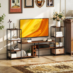 Homcom Tv Unit For Tvs Up To 55 Inches, Industrial Tv Stand With Shelves - thumbnail 6