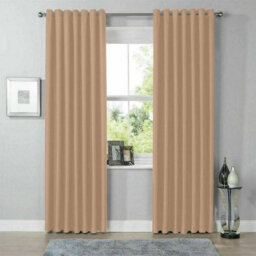 Moonlight Bedding Blackout Polyester Curtain Thermal Natural Beige Curtains With Eyelet Header (Pair) 66X90Inch (168X228Cm)