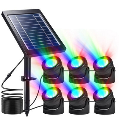 Multicoloured (6 In 1) Solar Powered Pond Lights Rgb Led Submersible Fountain Underwater Lights - image 1