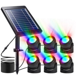 Multicoloured (6 In 1) Solar Powered Pond Lights Rgb Led Submersible Fountain Underwater Lights