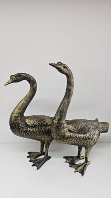 Brass Antique Aluminium Goose Garden Ornament Large Decorative Metal Bird Statue 69Cm Single - image 1