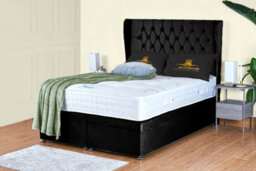 UKBEDFURNITURE Bronte Plush Black End Opening Divan Ottoman Bed With 54 Inch Headboard - thumbnail 1