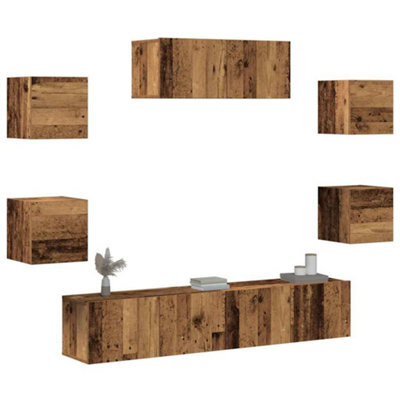 Berkfield 5 Piece Tv Cabinet Set Wall-Mounted Old Wood - image 1