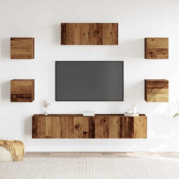 Berkfield 5 Piece Tv Cabinet Set Wall-Mounted Old Wood - thumbnail 3