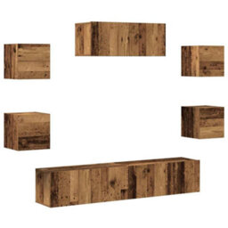 Berkfield 5 Piece Tv Cabinet Set Wall-Mounted Old Wood - thumbnail 2
