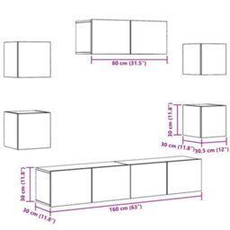 Berkfield 5 Piece Tv Cabinet Set Wall-Mounted Old Wood - thumbnail 9
