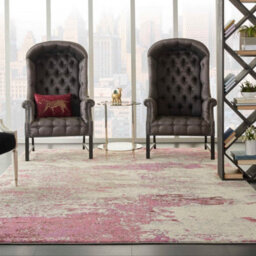 Ivory Pink Abstract Graphics Modern Easy To Clean Rug For Living Room Bedroom And Dining Room-160Cm (Circle) - thumbnail 2