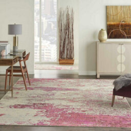 Ivory Pink Abstract Graphics Modern Easy To Clean Rug For Living Room Bedroom And Dining Room-160Cm (Circle) - thumbnail 1
