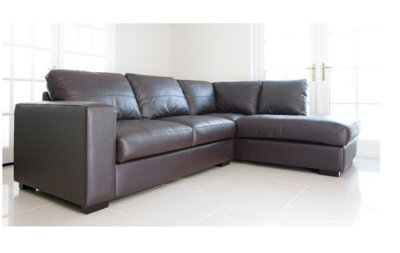 Westpoint Venice Big Corner Sofa Faux Leather Brown Right Hand Side - image 1