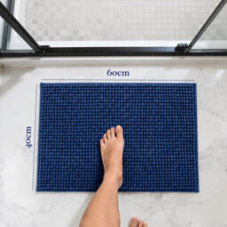 Aspire Homeware Quick Dry Chenille Bathmat Soft Water Absorbent Shower Mat Non-Slip Floor Mat, Navy (L)60Cm X (W)40Cm - thumbnail 6