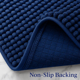 Aspire Homeware Quick Dry Chenille Bathmat Soft Water Absorbent Shower Mat Non-Slip Floor Mat, Navy (L)60Cm X (W)40Cm - thumbnail 3