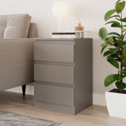 Urbn-Living Urbnliving 45Cm Length Grey 3 Drawer High Wooden Bedroom Chest Cabinet No Handle Drawer Storage - thumbnail 3