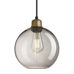 Industville Orlando Glass Globe Pendant - 9 Inch, Mocha Glass Shade, Brass Pendant Holder - thumbnail 1