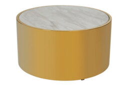 Orsina Luxury Round White Coffee Table, Marble Coffee Table, White & Gold Coffee Table, Contemporary Cocktail Table - thumbnail 1